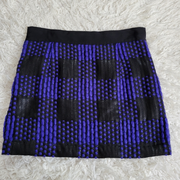 Milly Wool Blend Mini Skirt Purple Black Sz 2 - Picture 5 of 8